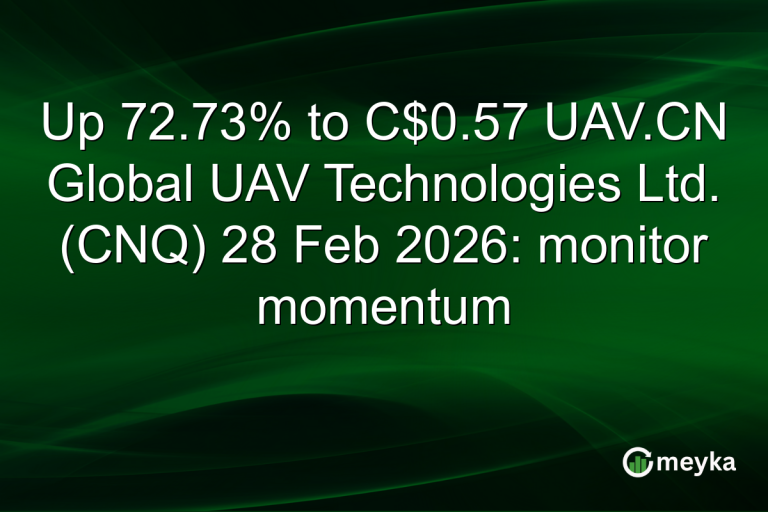 Up 72.73% to C$0.57 UAV.CN Global UAV Technologies Ltd. (CNQ) 28 Feb 2026: monitor momentum