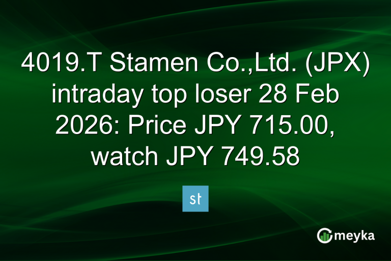4019.T Stamen Co.,Ltd. (JPX) intraday top loser 28 Feb 2026: Price JPY 715.00, watch JPY 749.58