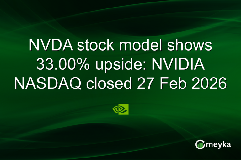 NVDA stock model shows 33.00% upside: NVIDIA NASDAQ closed 27 Feb 2026