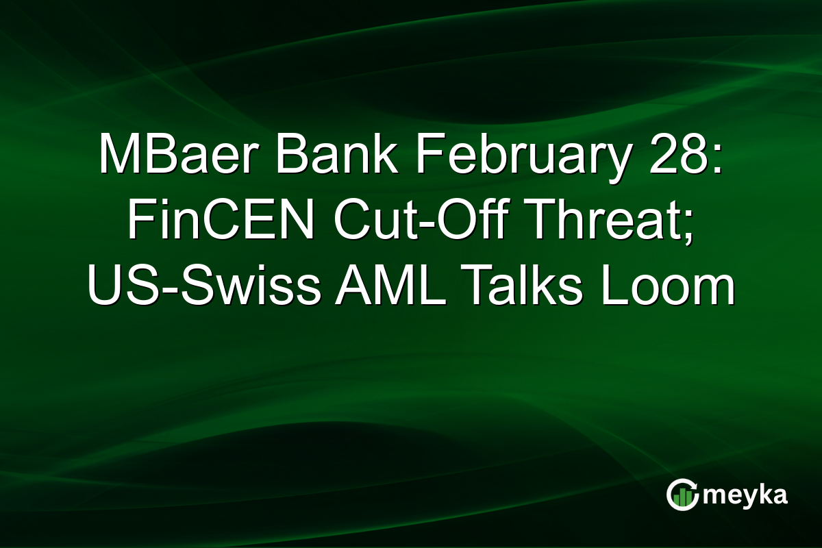 MBaer Bank February 28: FinCEN Cut-Off Threat; US-Swiss AML Talks Loom