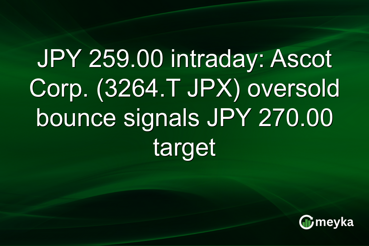 JPY 259.00 intraday: Ascot Corp. (3264.T JPX) oversold bounce signals JPY 270.00 target