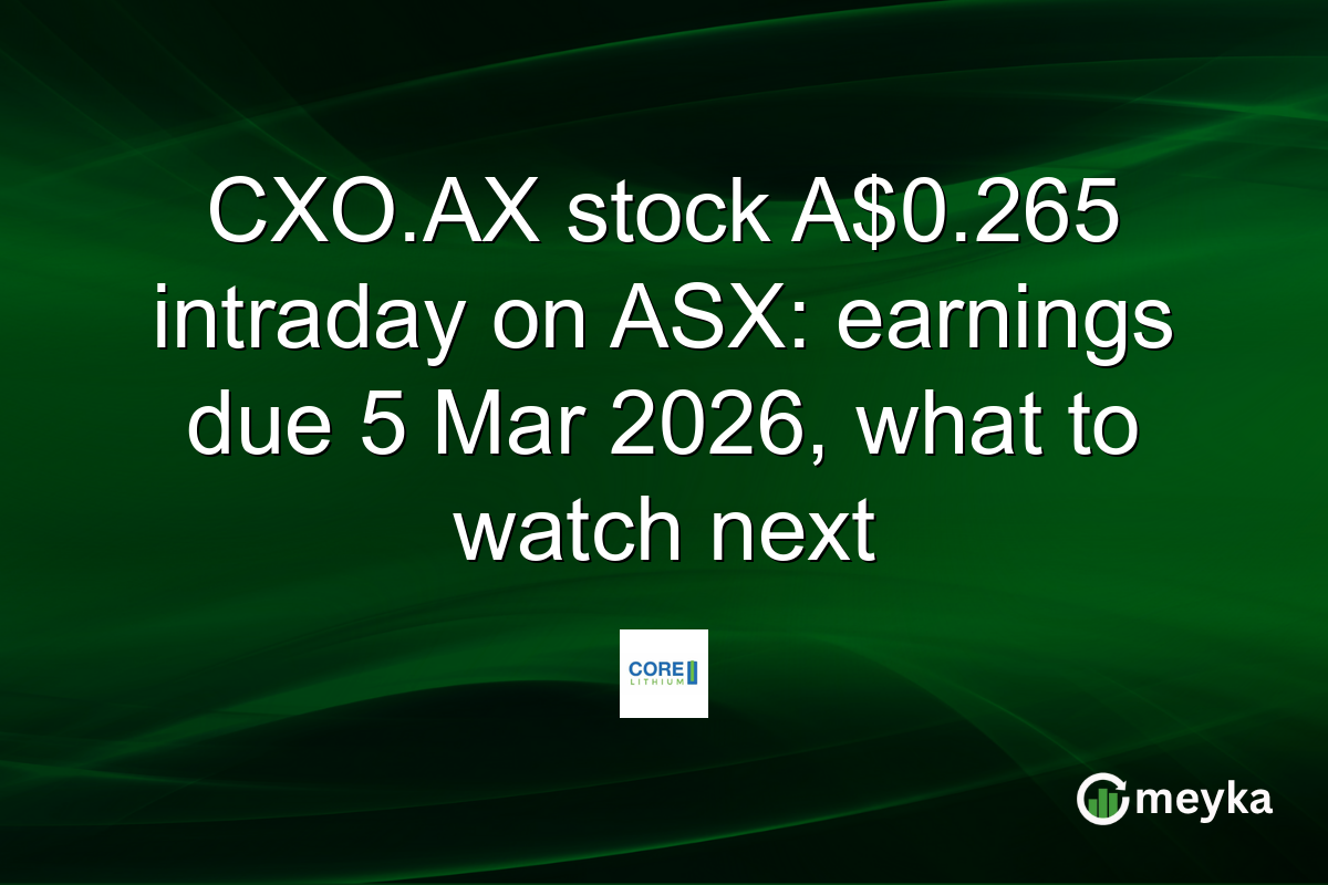 CXO.AX stock A$0.265 intraday on ASX: earnings due 5 Mar 2026, what to watch next