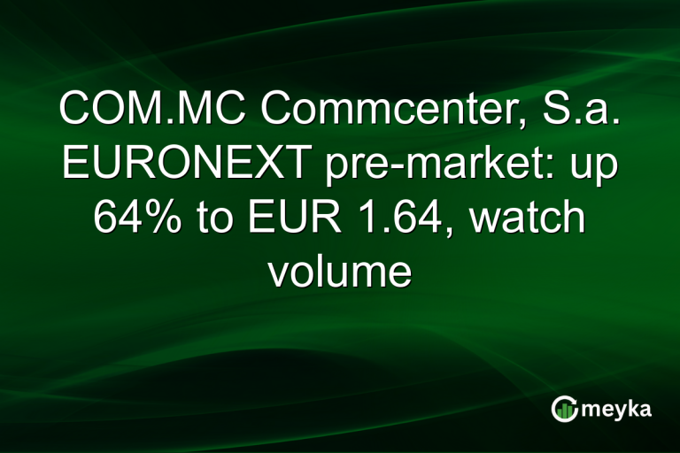 COM.MC Commcenter, S.a. EURONEXT pre-market: up 64% to EUR 1.64, watch volume