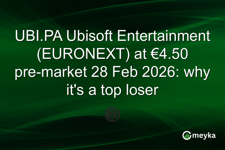 UBI.PA Ubisoft Entertainment (EURONEXT) at €4.50 pre-market 28 Feb 2026: why it's a top loser