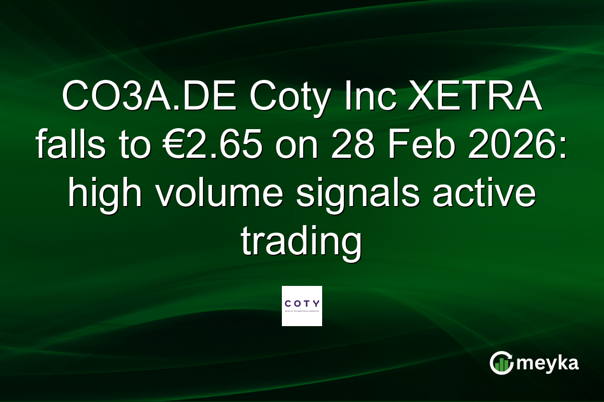 CO3A.DE Coty Inc XETRA falls to €2.65 on 28 Feb 2026: high volume signals active trading