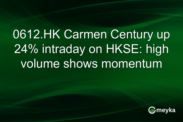 0612.HK Carmen Century up 24% intraday on HKSE: high volume shows momentum