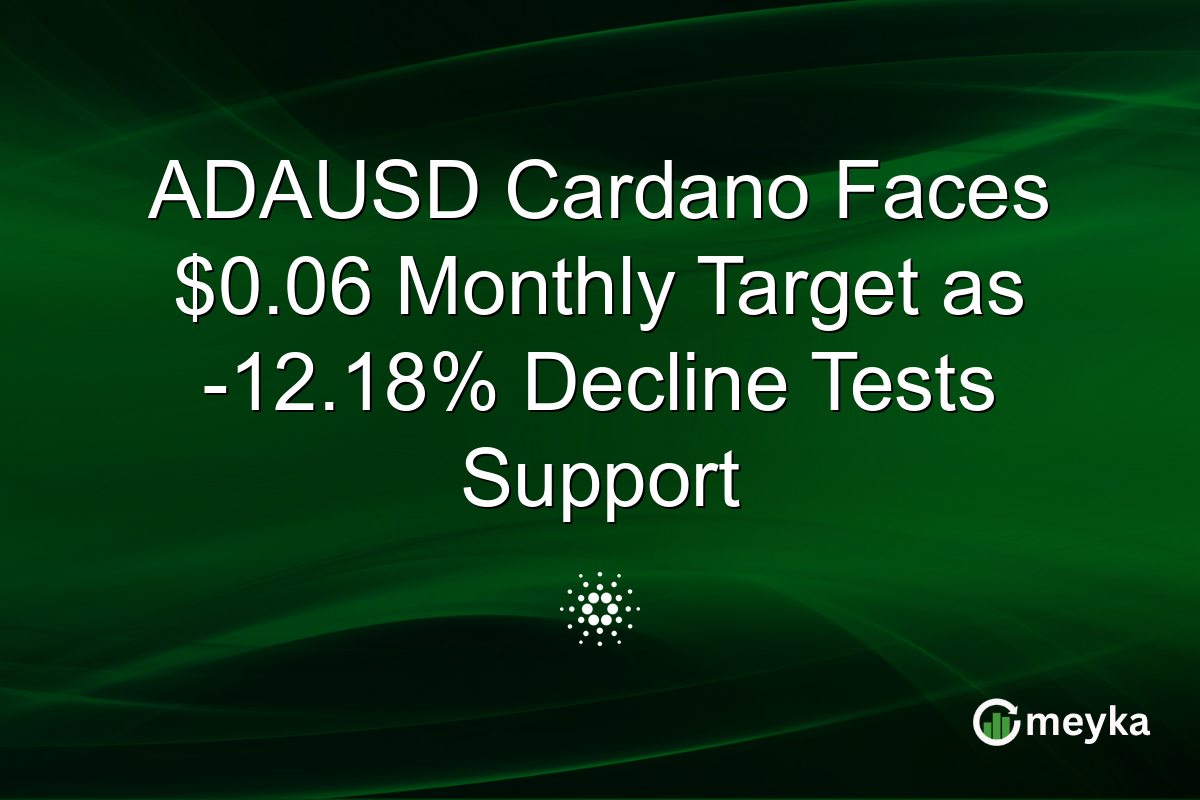 ADAUSD Cardano Faces $0.06 Monthly Target as -12.18% Decline Tests Support