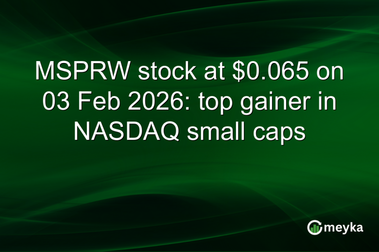MSPRW stock at $0.065 on 03 Feb 2026: top gainer in NASDAQ small caps