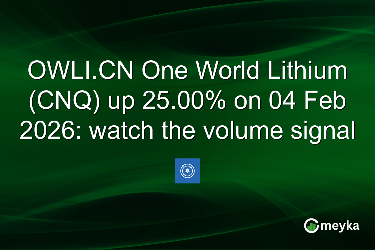 OWLI.CN One World Lithium (CNQ) up 25.00% on 04 Feb 2026: watch the volume signal