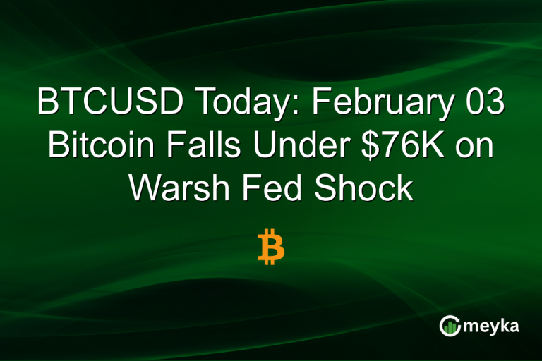 BTCUSD Today: February 03 Bitcoin Falls Under $76K on Warsh Fed Shock