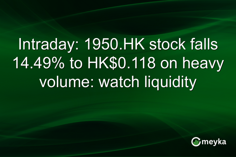 Intraday: 1950.HK stock falls 14.49% to HK$0.118 on heavy volume: watch liquidity