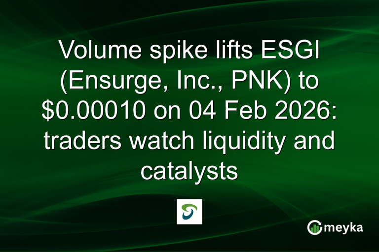 Volume spike lifts ESGI (Ensurge, Inc., PNK) to $0.00010 on 04 Feb 2026: traders watch liquidity and catalysts