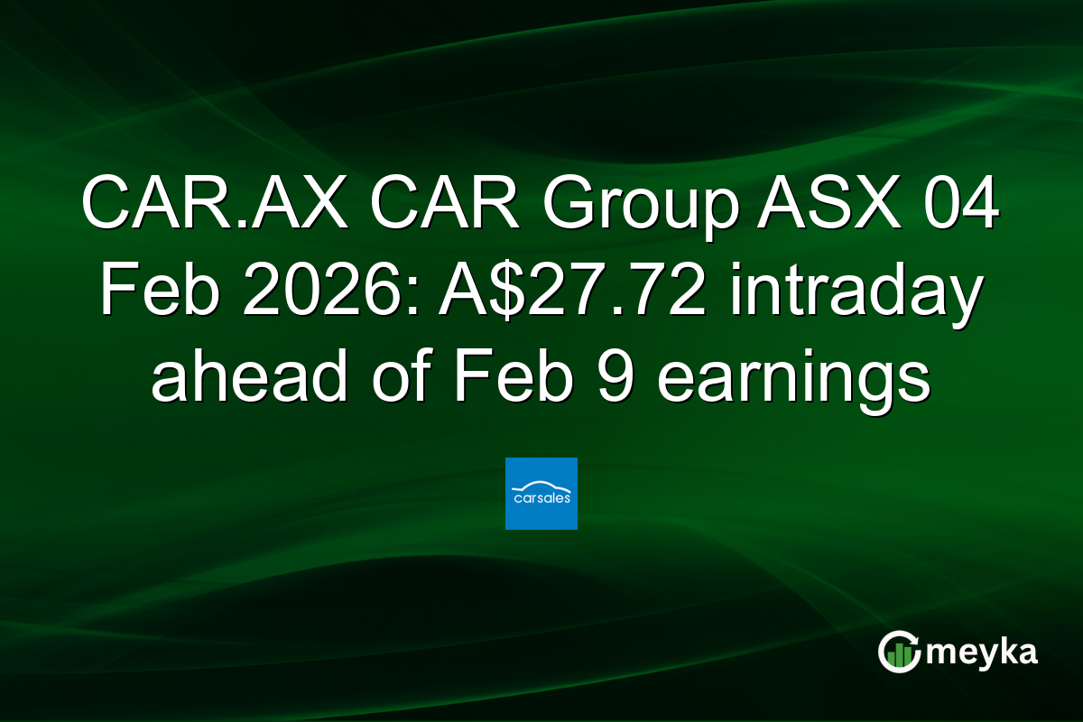 CAR.AX CAR Group ASX 04 Feb 2026: A$27.72 intraday ahead of Feb 9 earnings