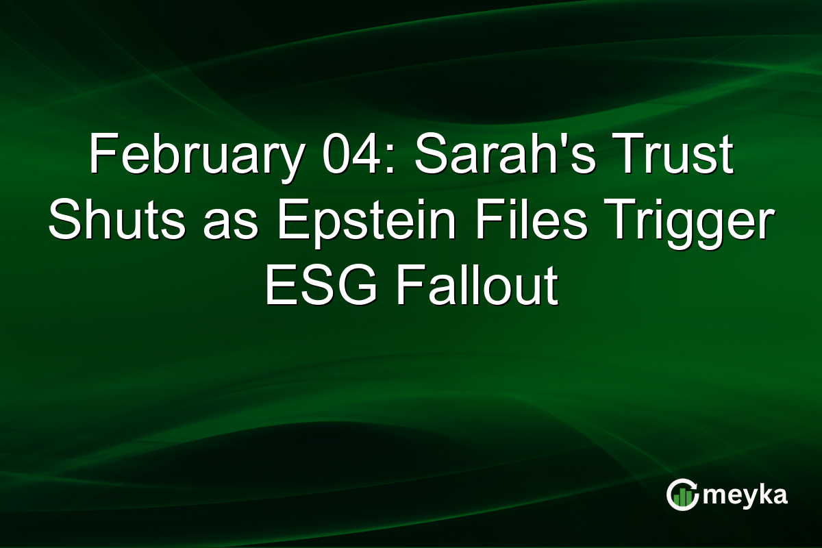 February 04: Sarah's Trust Shuts as Epstein Files Trigger ESG Fallout
