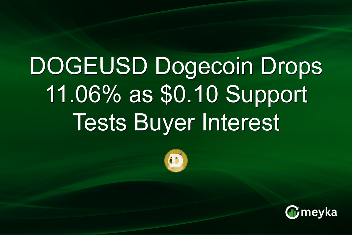 DOGEUSD Dogecoin Drops 11.06% as $0.10 Support Tests Buyer Interest