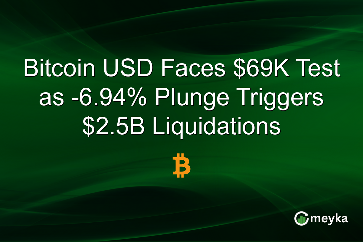 Bitcoin USD Faces $69K Test as -6.94% Plunge Triggers $2.5B Liquidations