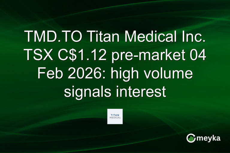 TMD.TO Titan Medical Inc. TSX C$1.12 pre-market 04 Feb 2026: high volume signals interest