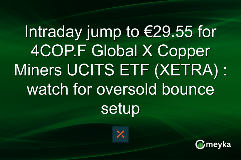 Intraday jump to €29.55 for 4COP.F Global X Copper Miners UCITS ETF (XETRA) : watch for oversold bounce setup