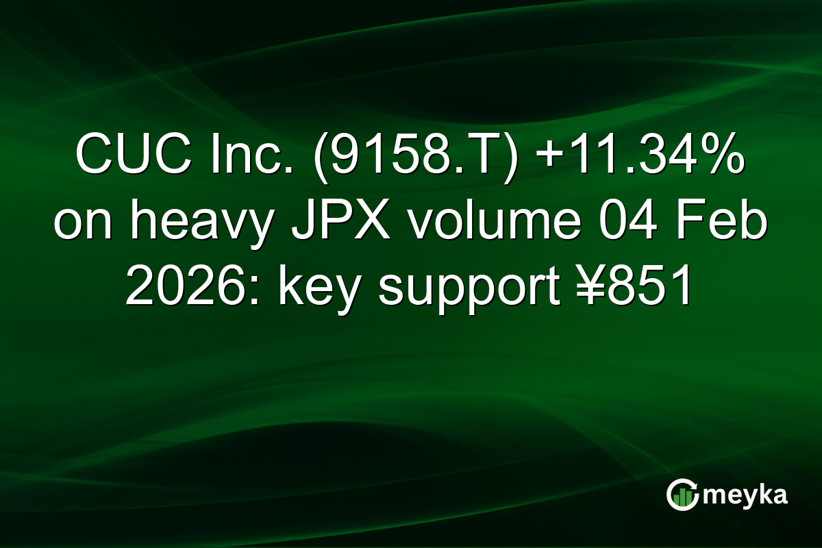 CUC Inc. (9158.T) +11.34% on heavy JPX volume 04 Feb 2026: key support ¥851