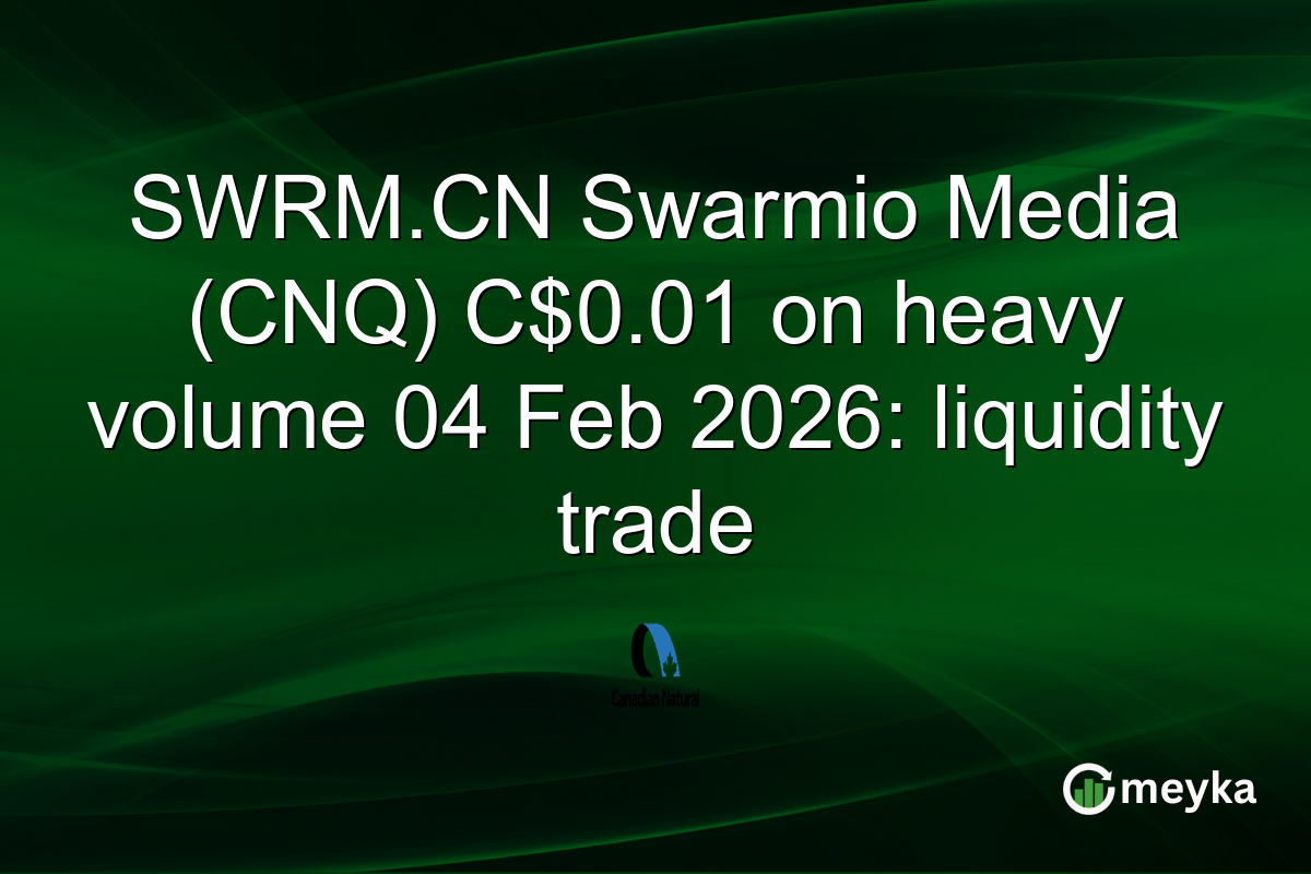 SWRM.CN Swarmio Media (CNQ) C$0.01 on heavy volume 04 Feb 2026: liquidity trade