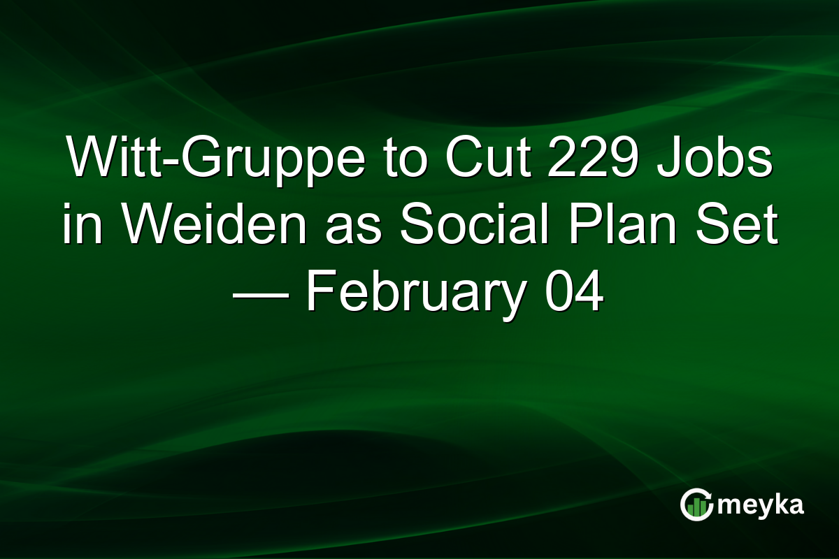 Witt-Gruppe to Cut 229 Jobs in Weiden as Social Plan Set — February 04