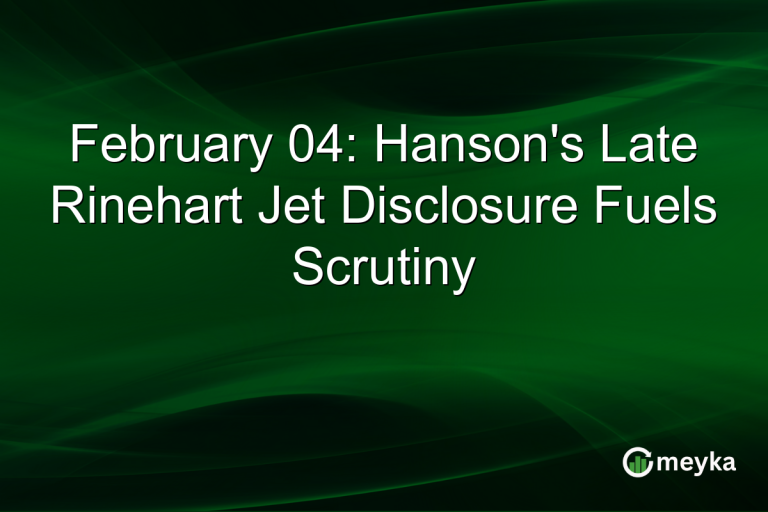 February 04: Hanson's Late Rinehart Jet Disclosure Fuels Scrutiny