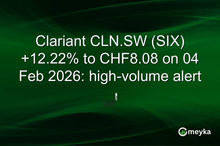 Clariant CLN.SW (SIX) +12.22% to CHF8.08 on 04 Feb 2026: high-volume alert