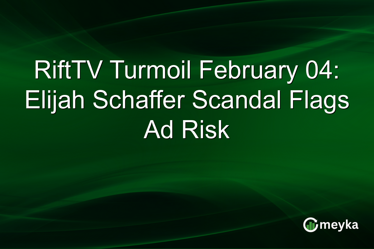 RiftTV Turmoil February 04: Elijah Schaffer Scandal Flags Ad Risk