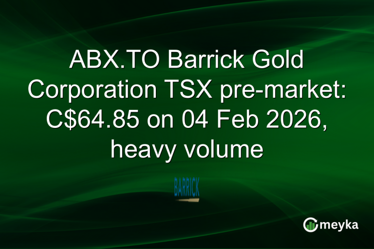 ABX.TO Barrick Gold Corporation TSX pre-market: C$64.85 on 04 Feb 2026, heavy volume