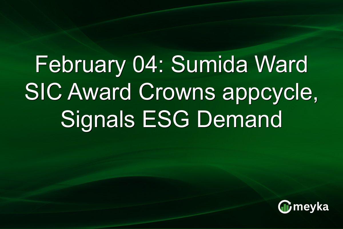 February 04: Sumida Ward SIC Award Crowns appcycle, Signals ESG Demand