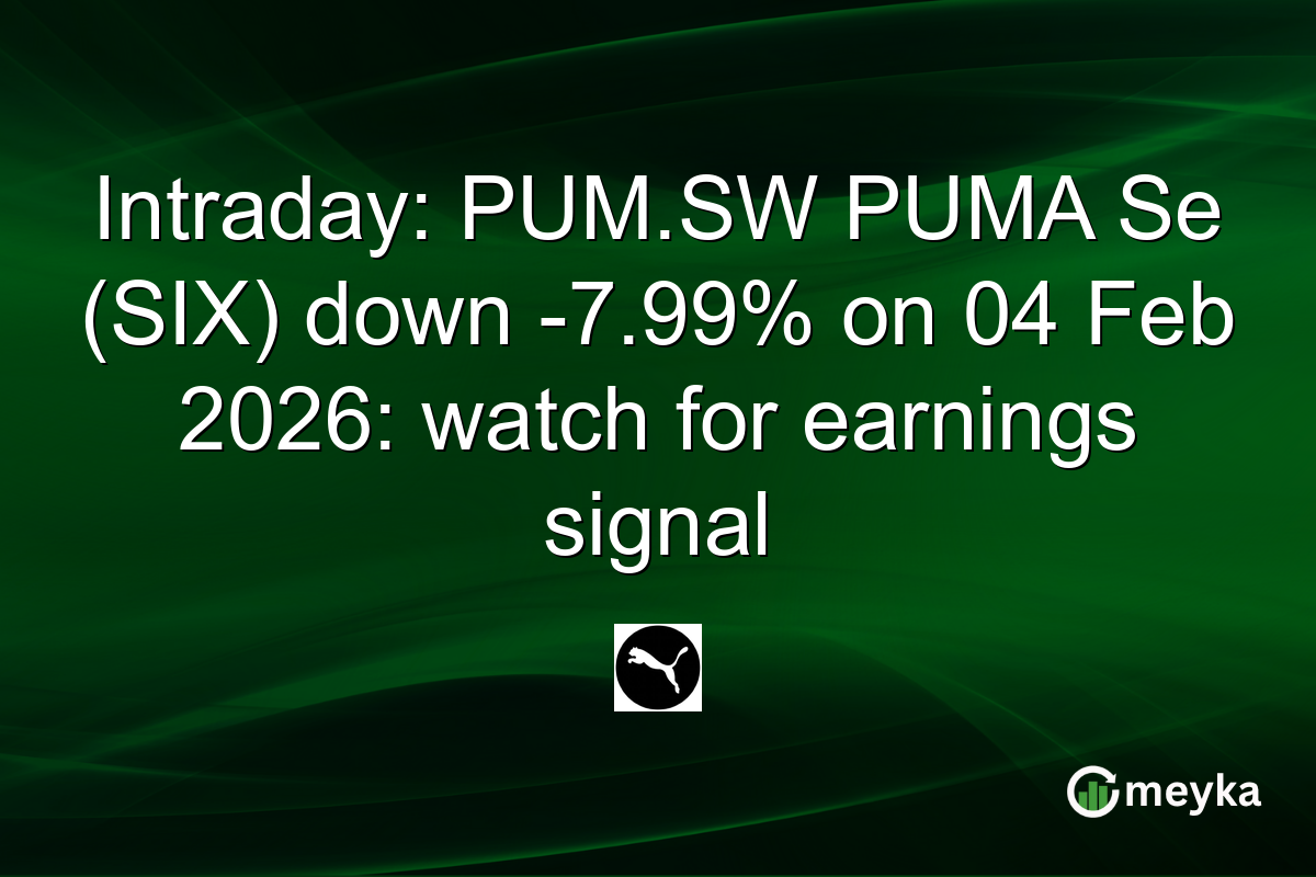 Intraday: PUM.SW PUMA Se (SIX) down -7.99% on 04 Feb 2026: watch for earnings signal