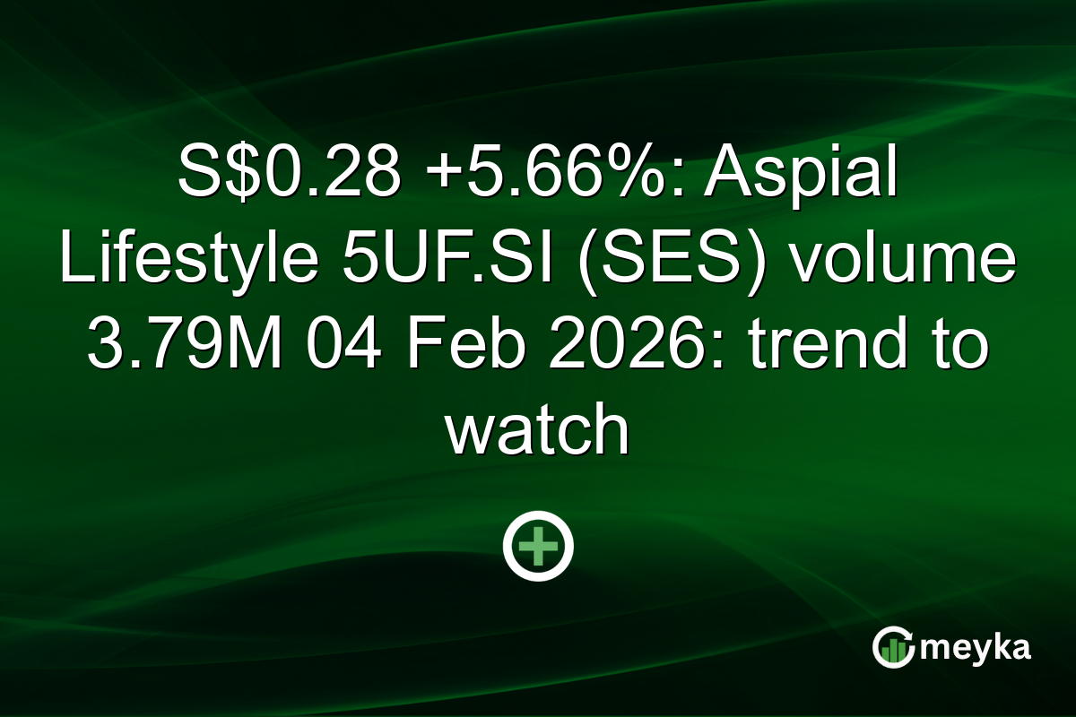 S$0.28 +5.66%: Aspial Lifestyle 5UF.SI (SES) volume 3.79M 04 Feb 2026: trend to watch