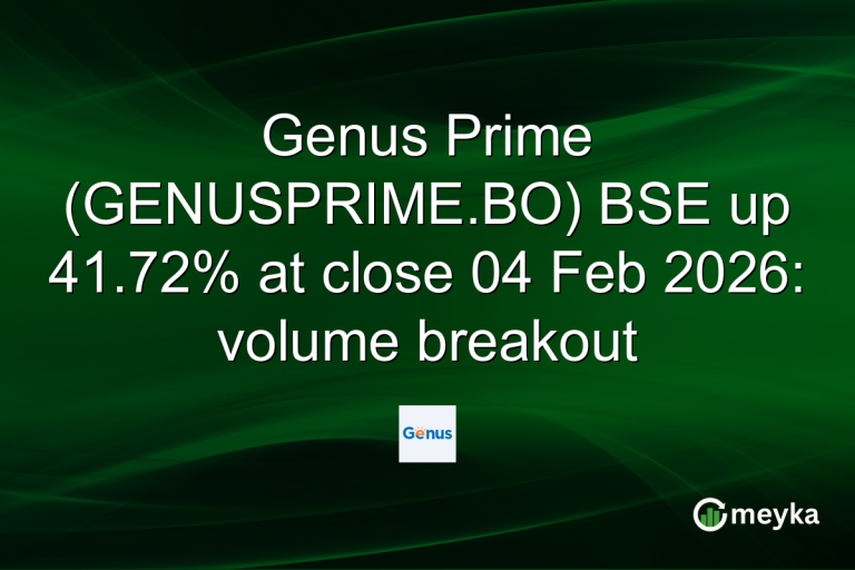 Genus Prime (GENUSPRIME.BO) BSE up 41.72% at close 04 Feb 2026: volume breakout