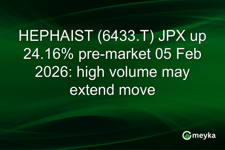 HEPHAIST (6433.T) JPX up 24.16% pre-market 05 Feb 2026: high volume may extend move
