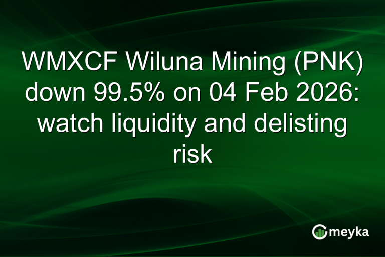 WMXCF Wiluna Mining (PNK) down 99.5% on 04 Feb 2026: watch liquidity and delisting risk