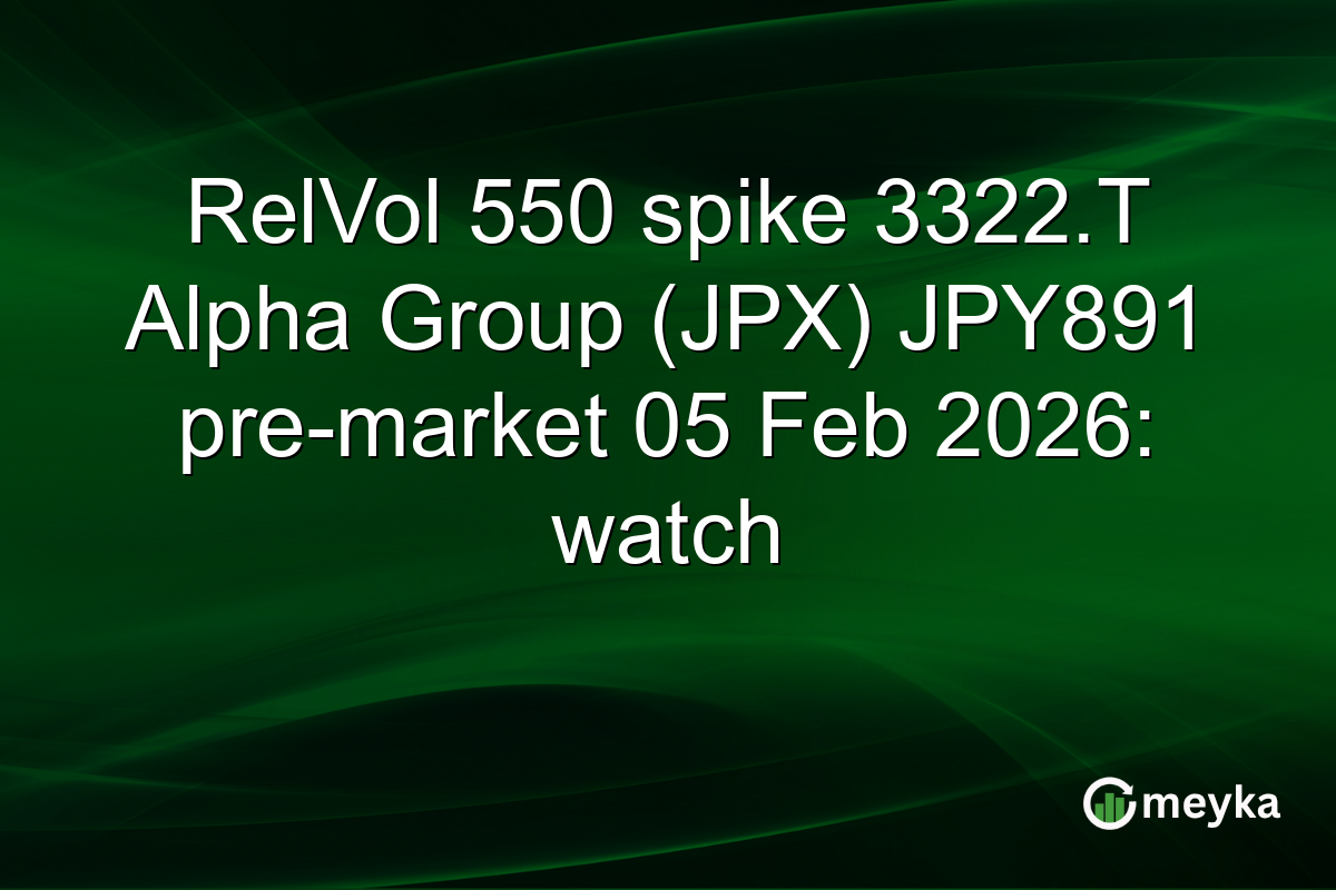 RelVol 550 spike 3322.T Alpha Group (JPX) JPY891 pre-market 05 Feb 2026: watch