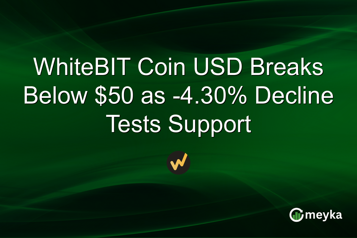 WhiteBIT Coin USD Breaks Below $50 as -4.30% Decline Tests Support