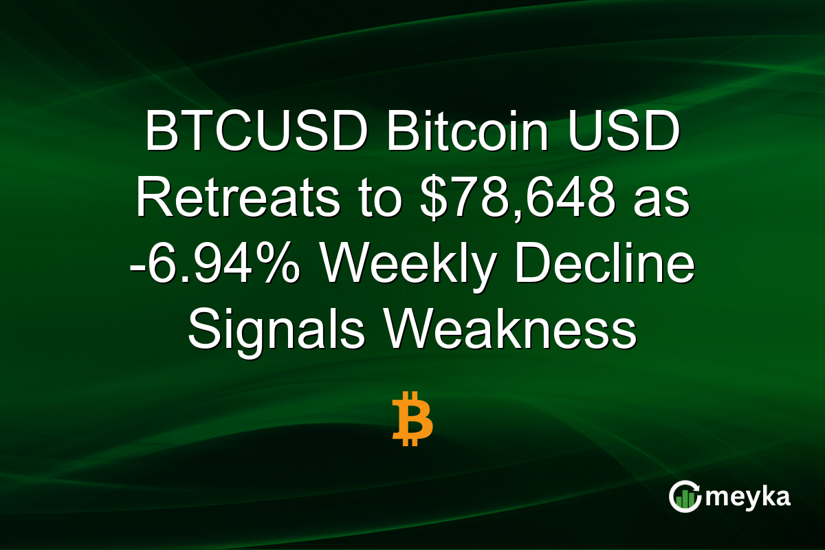 BTCUSD Bitcoin USD Retreats to $78,648 as -6.94% Weekly Decline Signals Weakness