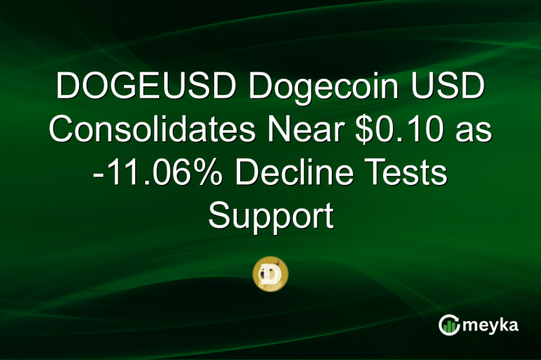 DOGEUSD Dogecoin USD Consolidates Near $0.10 as -11.06% Decline Tests Support
