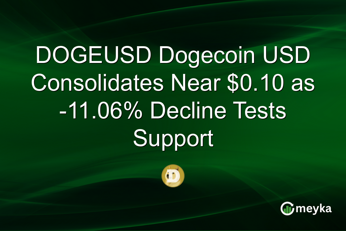 DOGEUSD Dogecoin USD Consolidates Near $0.10 as -11.06% Decline Tests Support