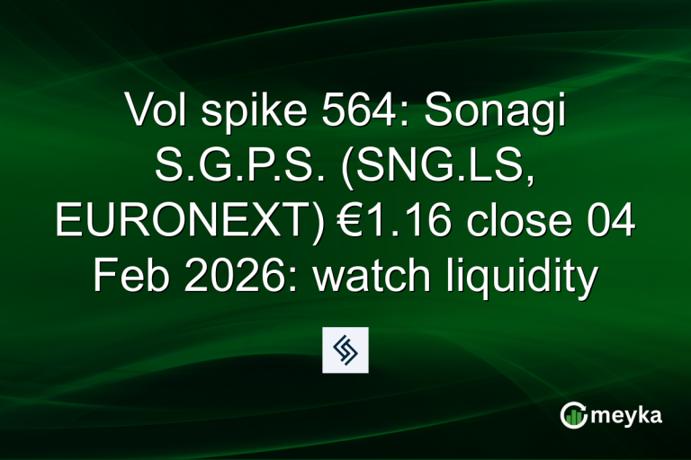 Vol spike 564: Sonagi S.G.P.S. (SNG.LS, EURONEXT) €1.16 close 04 Feb 2026: watch liquidity