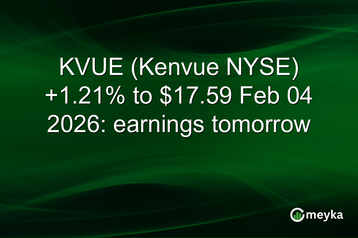 KVUE (Kenvue NYSE) +1.21% to $17.59 Feb 04 2026: earnings tomorrow