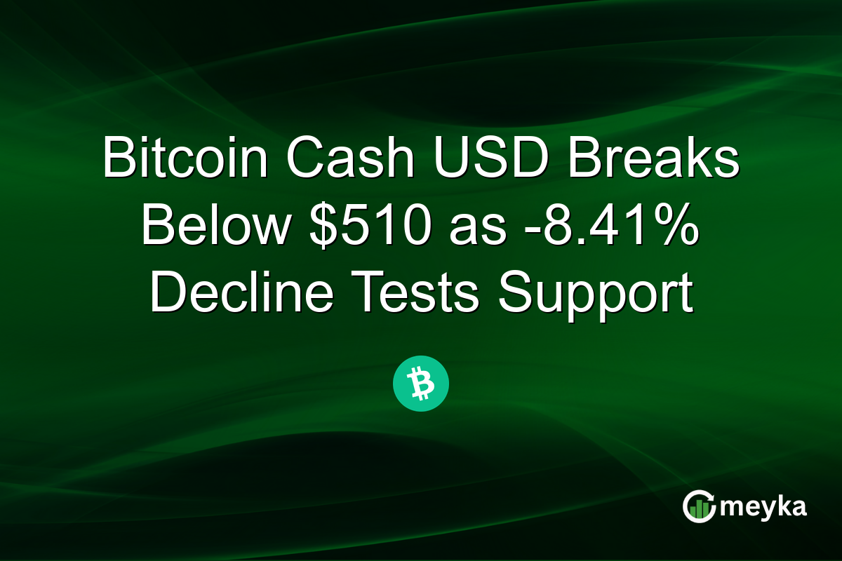 Bitcoin Cash USD Breaks Below $510 as -8.41% Decline Tests Support