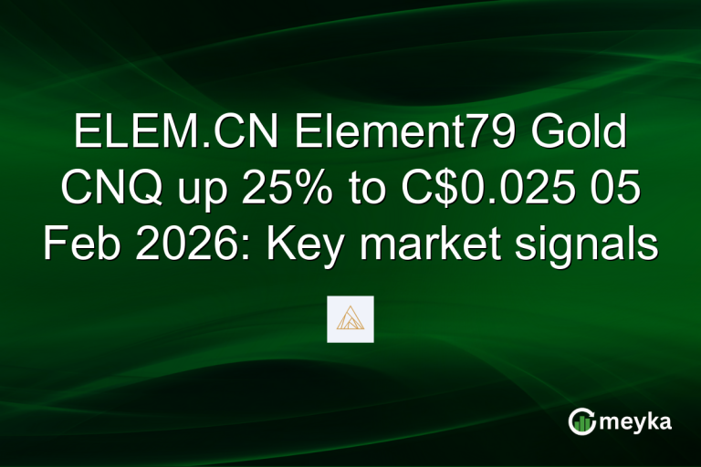 ELEM.CN Element79 Gold CNQ up 25% to C$0.025 05 Feb 2026: Key market signals