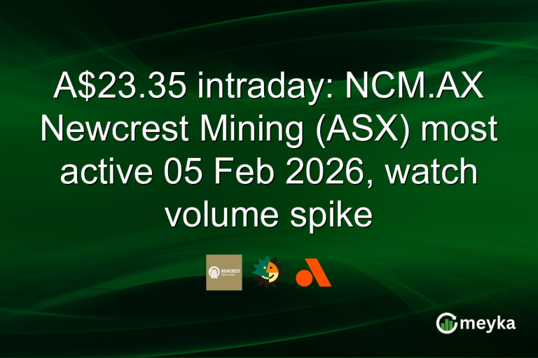 A$23.35 intraday: NCM.AX Newcrest Mining (ASX) most active 05 Feb 2026, watch volume spike