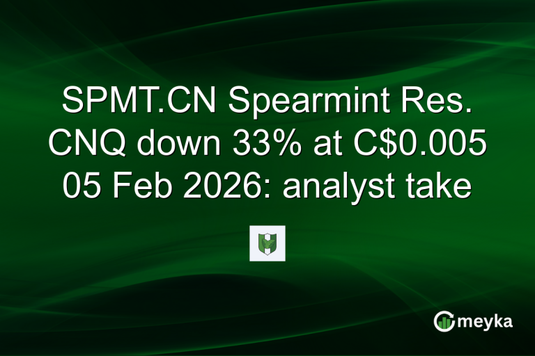 SPMT.CN Spearmint Res. CNQ down 33% at C$0.005 05 Feb 2026: analyst take