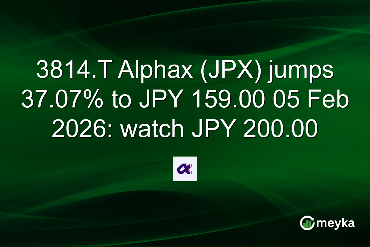 3814.T Alphax (JPX) jumps 37.07% to JPY 159.00 05 Feb 2026: watch JPY 200.00