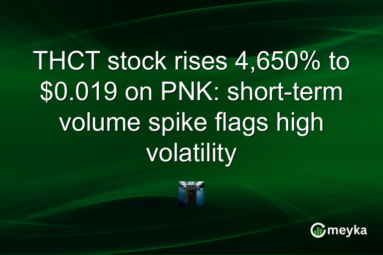 THCT stock rises 4,650% to $0.019 on PNK: short-term volume spike flags high volatility