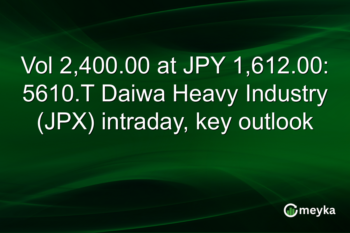 Vol 2,400.00 at JPY 1,612.00: 5610.T Daiwa Heavy Industry (JPX) intraday, key outlook
