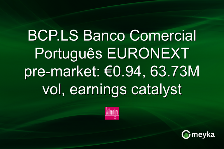 BCP.LS Banco Comercial Português EURONEXT pre-market: €0.94, 63.73M vol, earnings catalyst